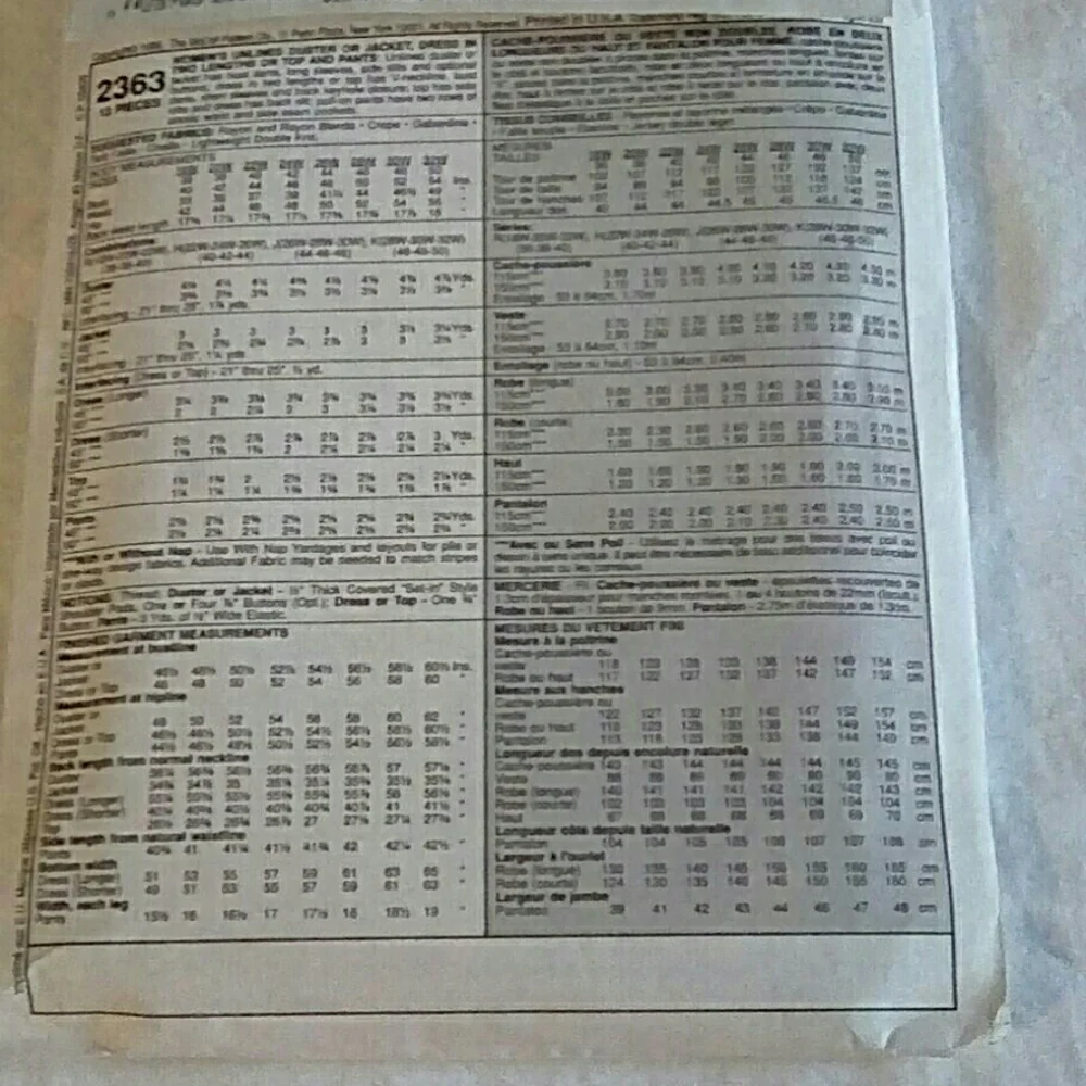 EASY vintage McCall's 2363 Jacket, dress 18W-22W